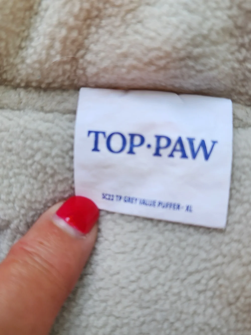 Top Paw Dog Puffer Vest Jacket Grey Fleece Lined Quilted Coat